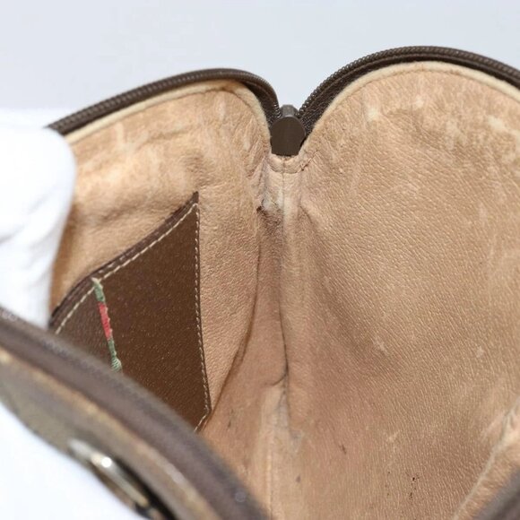 GUCCI GG Supreme Web Sherry Line Shoulder Bag PVC Beige - Picture 14 of 16